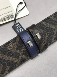 Fendi FF Squared Blue Leather Belt 35MM