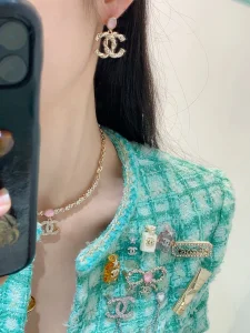 Chanel Crystal CC Logo Drop Earrings