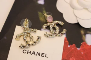 Chanel Crystal CC Logo Drop Earrings