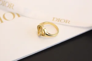 Dior Crystal CD Lock Rings Gold