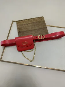 Dior Saddle Pocket Red Leather Belt