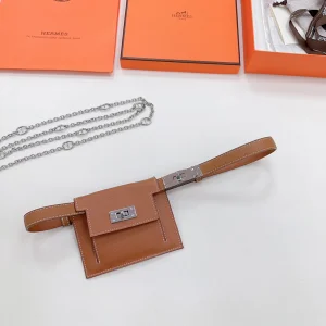 Hermes Kelly Pocket Brown Leather Belt