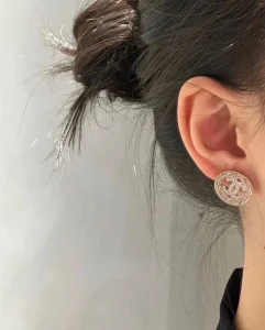 Chanel Crystals CC Round Earrings