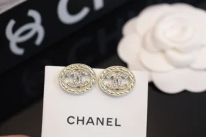 Chanel Crystals CC Round Earrings