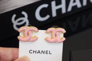 Chanel Vintage Pink CC Logo Earrings