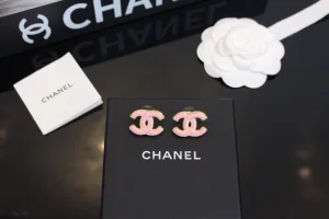 Chanel Vintage Pink CC Logo Earrings
