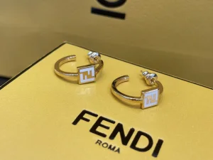 Fendi Forever FF Earrings Gold White
