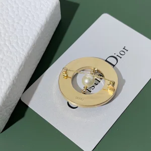 Dior Round Pearl Black Brooch