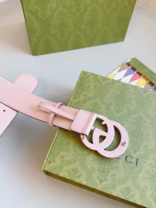 Gucci GG Buckle Pink Calf Belt 40MM