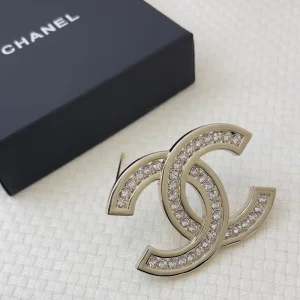 Chanel Vintage Crystal CC Logo Brooch