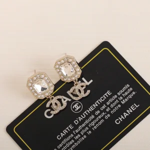 Chanel Crystal CC Pendant Earrings
