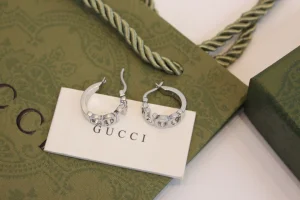 Gucci Silver Logo Hoop Earrings