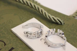 Gucci Silver Logo Hoop Earrings