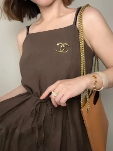Chanel Gold Double C Brooch