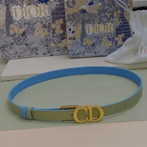 Dior 30 Montaige Green Blue Leather Belt