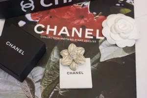 Chanel Crystal CC Flower Brooch
