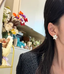 Chanel Crystal CC Star Earrings
