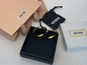 Miu Miu Enameled Metal Earrings Black
