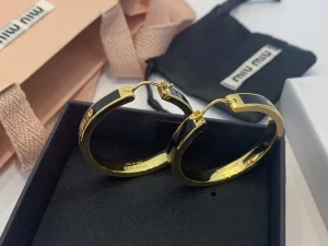 Miu Miu Enameled Metal Earrings Black