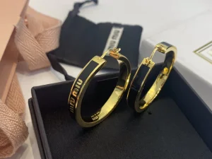 Miu Miu Enameled Metal Earrings Black