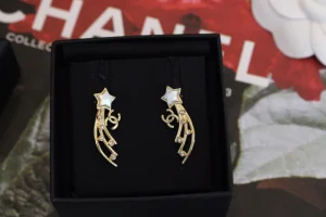 Chanel CC Star Hoop Earrings
