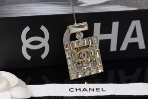 Chanel Crystal CC Bottle Brooch