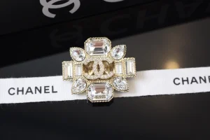 Chanel Crystal CC Flower Brooch