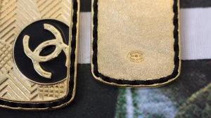 Chanel Gold CC Tag Pendant Earrings