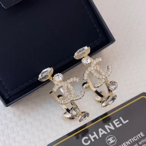Chanel Crystals CC Logo Earrings