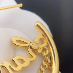 Chanel Monogram Logo Earrings Gold
