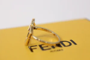 Fendi Crystal FF Slim Star Rings Gold