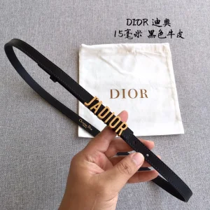 Dior D Fence Black Leather Belt 15MM