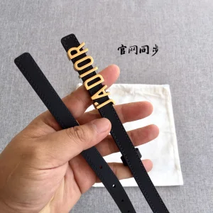 Dior D Fence Black Leather Belt 15MM