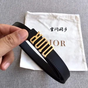 Dior D Fence Black Leather Belt 20MM