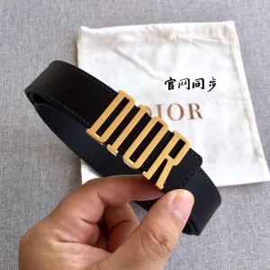 Dior D Fence Black Leather Belt 30MM