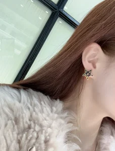Chanel Multi CC Black Star Earrings