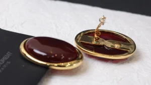 Saint Laurent Burgundy Egg Earrings