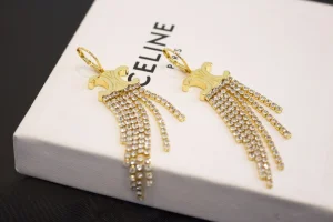 Celine Triomphe Tassel Diamonds Earrings