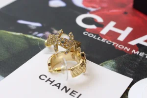 Chanel Crystal CC Gold Metal Earrings