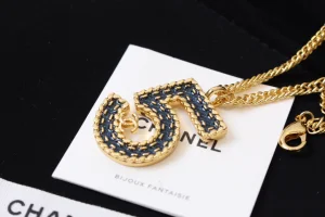 Chanel Navy Blue N5 Pendant Necklaces