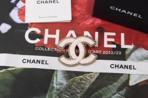 Chanel Pink CC Logo Brooch