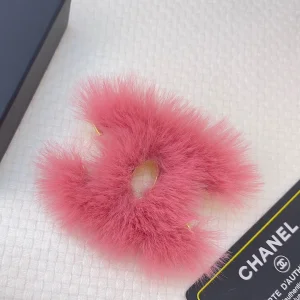 Chanel Pink Faux Wool Mink Fur Brooch
