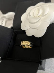 Chanel Crystal CC Gold Rings
