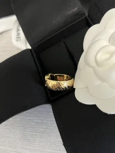 Chanel Crystal CC Gold Rings