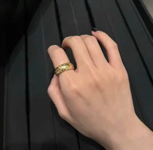 Chanel Crystal CC Gold Rings