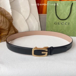Gucci G Logo Buckle Leather Belt Black 35MM