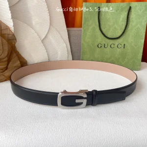Gucci G Logo Buckle Leather Belt Black 35MM