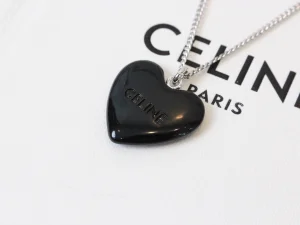 Celine Black Heart Pendant Necklaces
