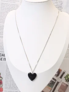 Celine Black Heart Pendant Necklaces