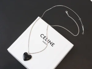 Celine Black Heart Pendant Necklaces